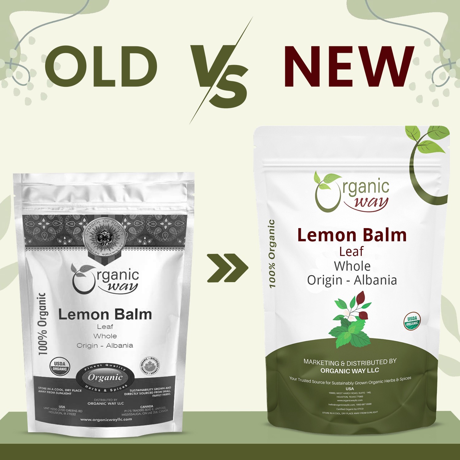 Organic Way Lemon Balm Leaf Whole – Organic, Kosher & USDA Certified