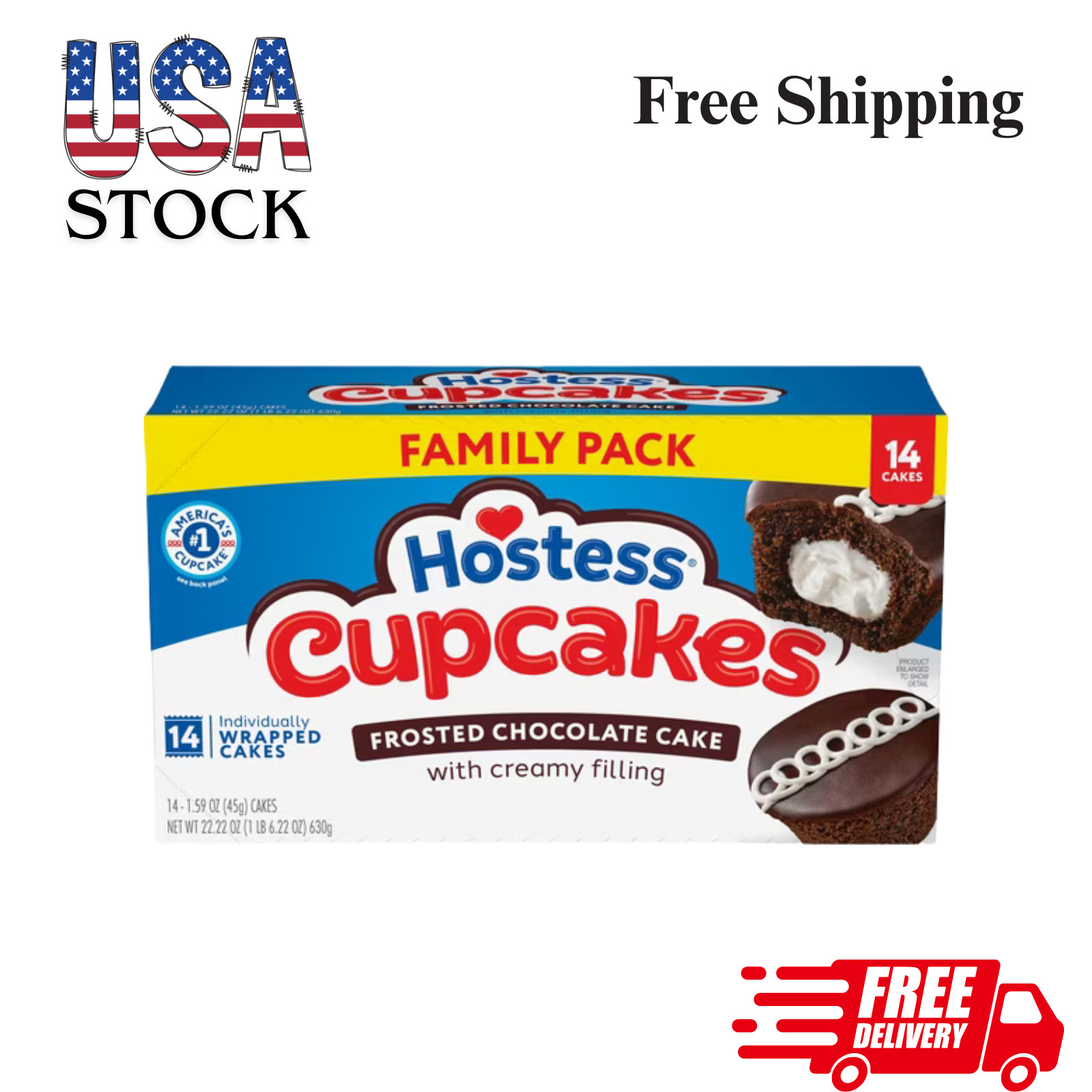 Hostess Cupcakes, Chocolate Snack Cakes, 22.22 oz Box (14 Count) Free Shipping**