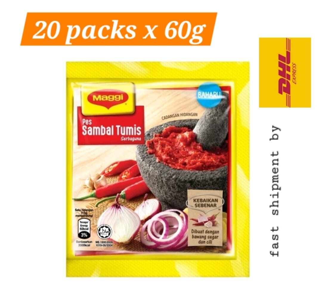 Maggi Sambal Tumis For All Type Cooking Chili Paste , 20 packs x 60 g – DHL Ex