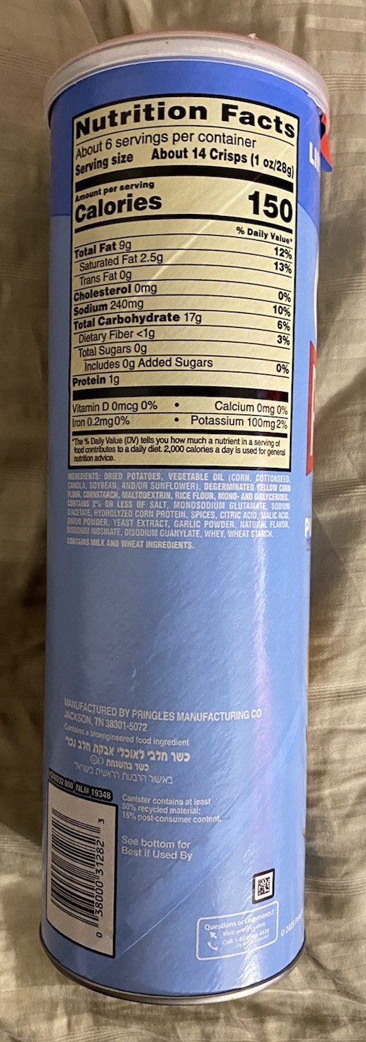 NEW PRINGLES CAROLINA PULLED PORK BBQ FLAVOR POTATO CRISPS CHIPS 5.5 OZ 158g CAN