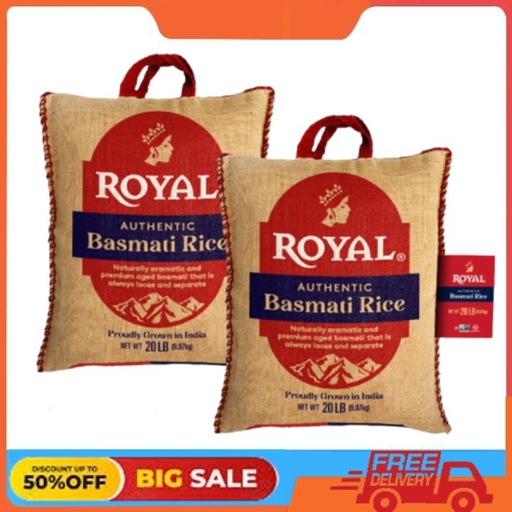 2 Pack Authentic Royal Naturally Aged Indian White Basmati Rice Gluten-free 20lb