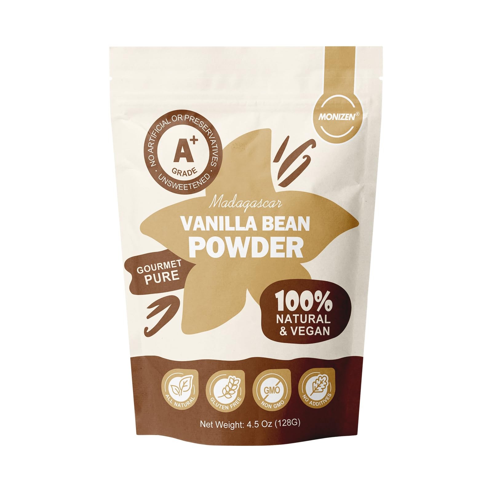 Pure Madagascar Vanilla Powder 4.5 oz, A+ Grade Whole Bean Ground Fine Gourme…
