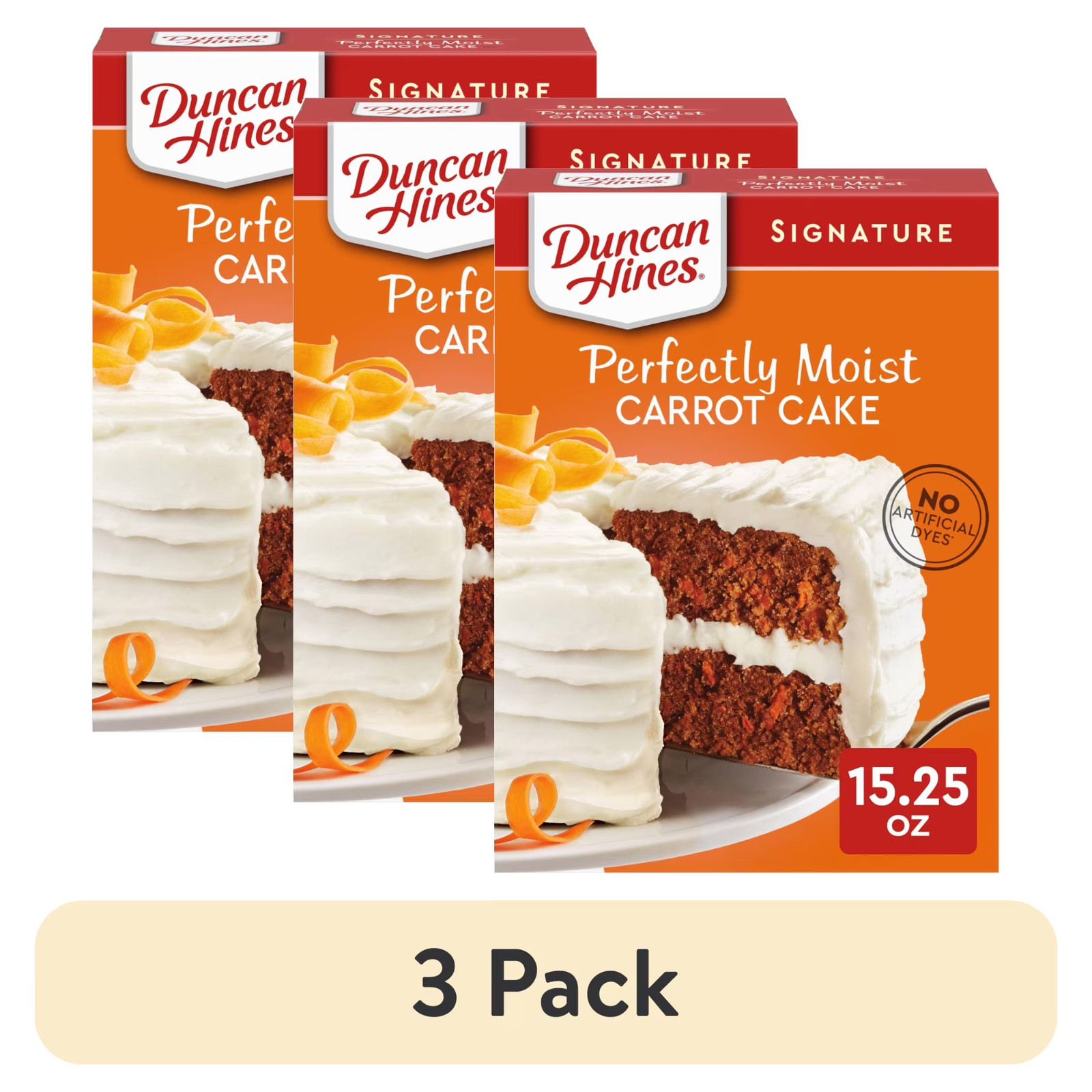 (3 pack) Duncan Hines Signature Perfectly Moist Carrot Cake Mix, 15.25 oz.