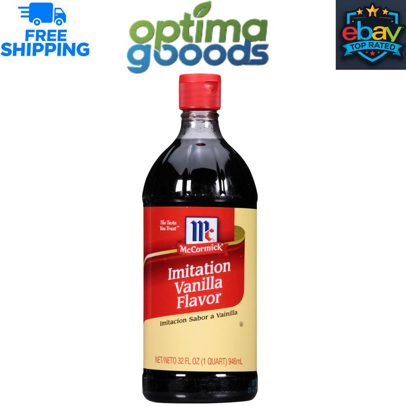 McCormick Imitation Vanilla Flavor 32 fl oz – Baking Extract for Desserts & More