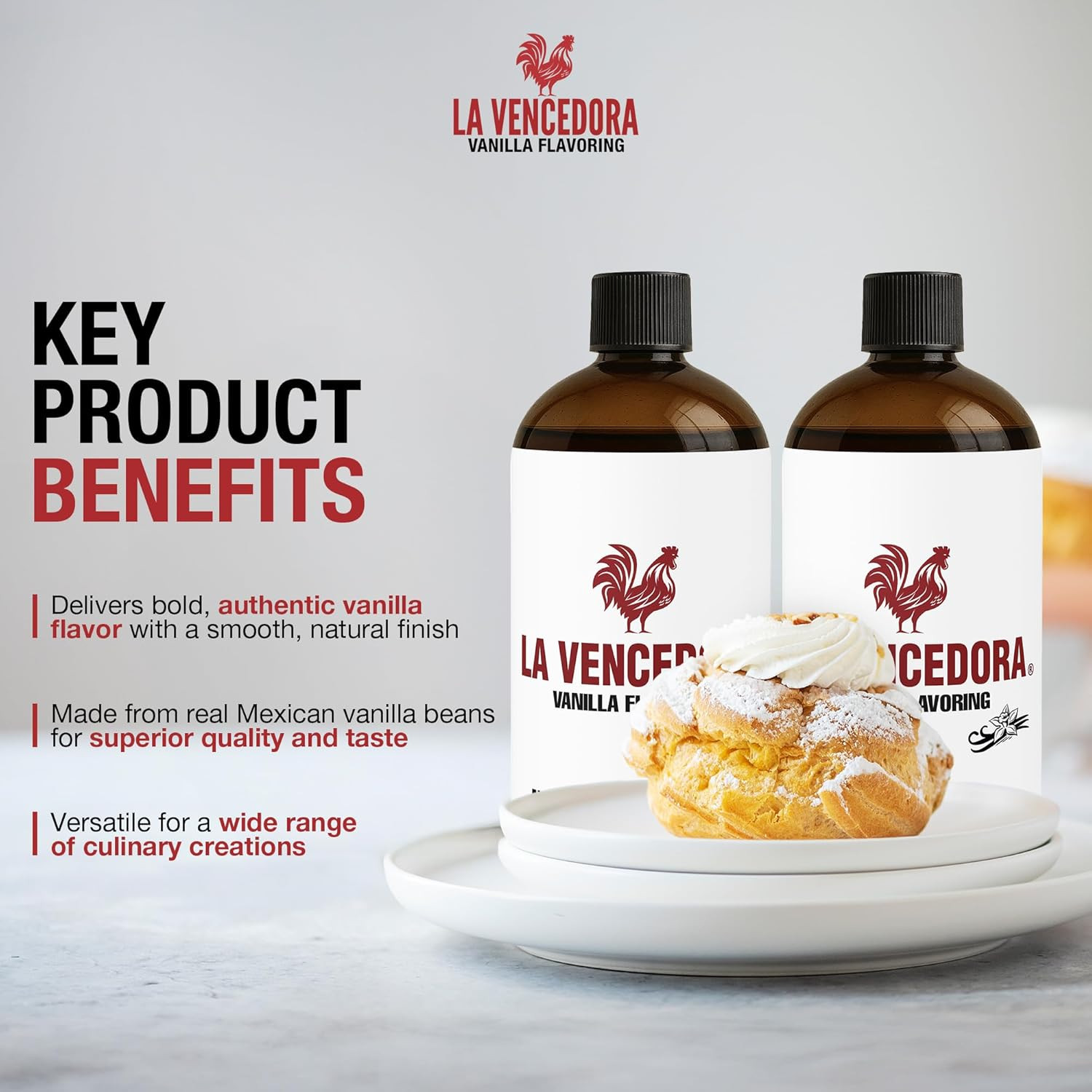 La Vencedora Mexican Vanilla – Large 32Oz Bottles (Pack of 2) – Traditional Vani