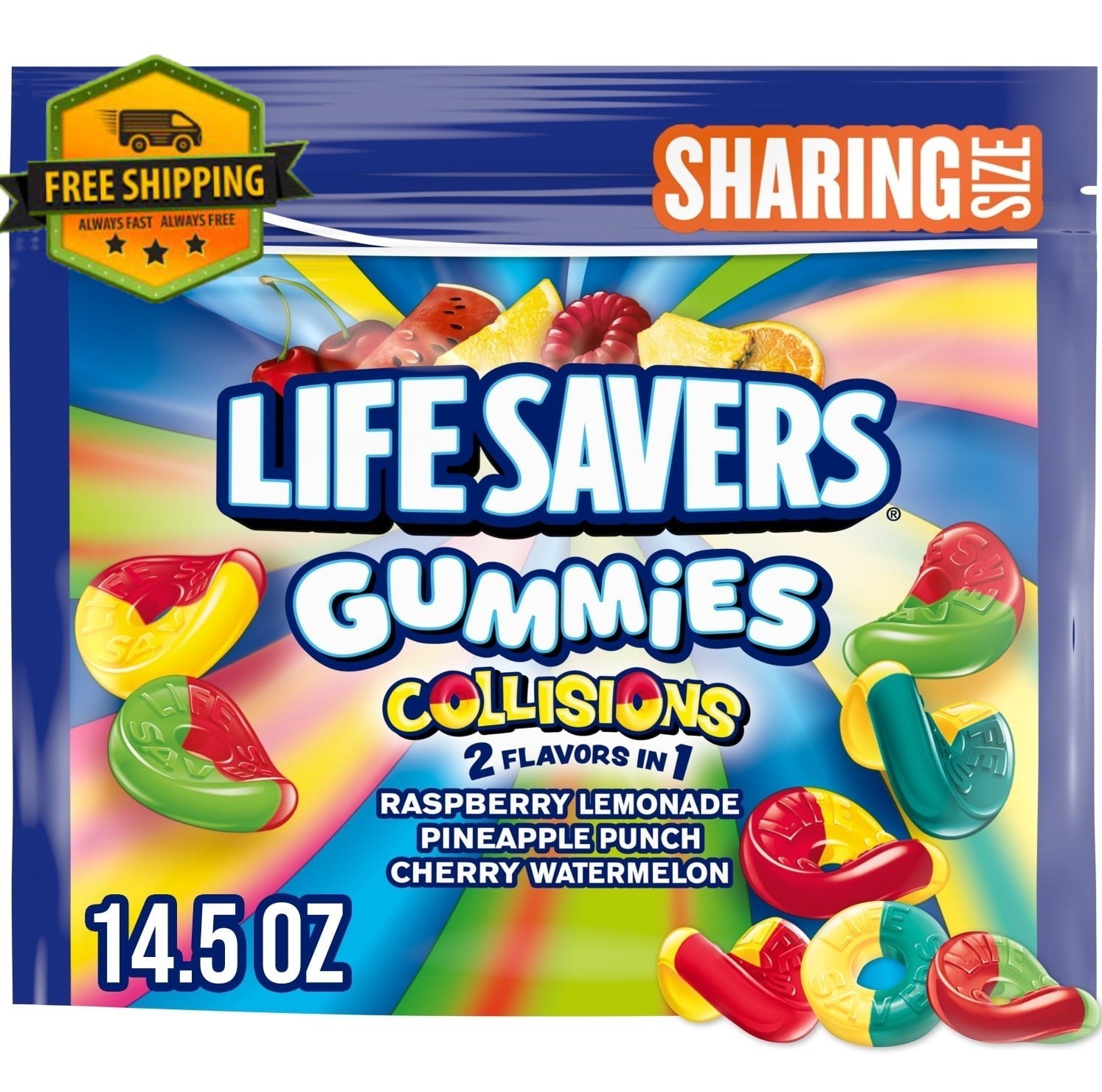 Life Savers Gummies Collisions Fruit Mix Gummy Candy – Sharing Size 14.5 oz
