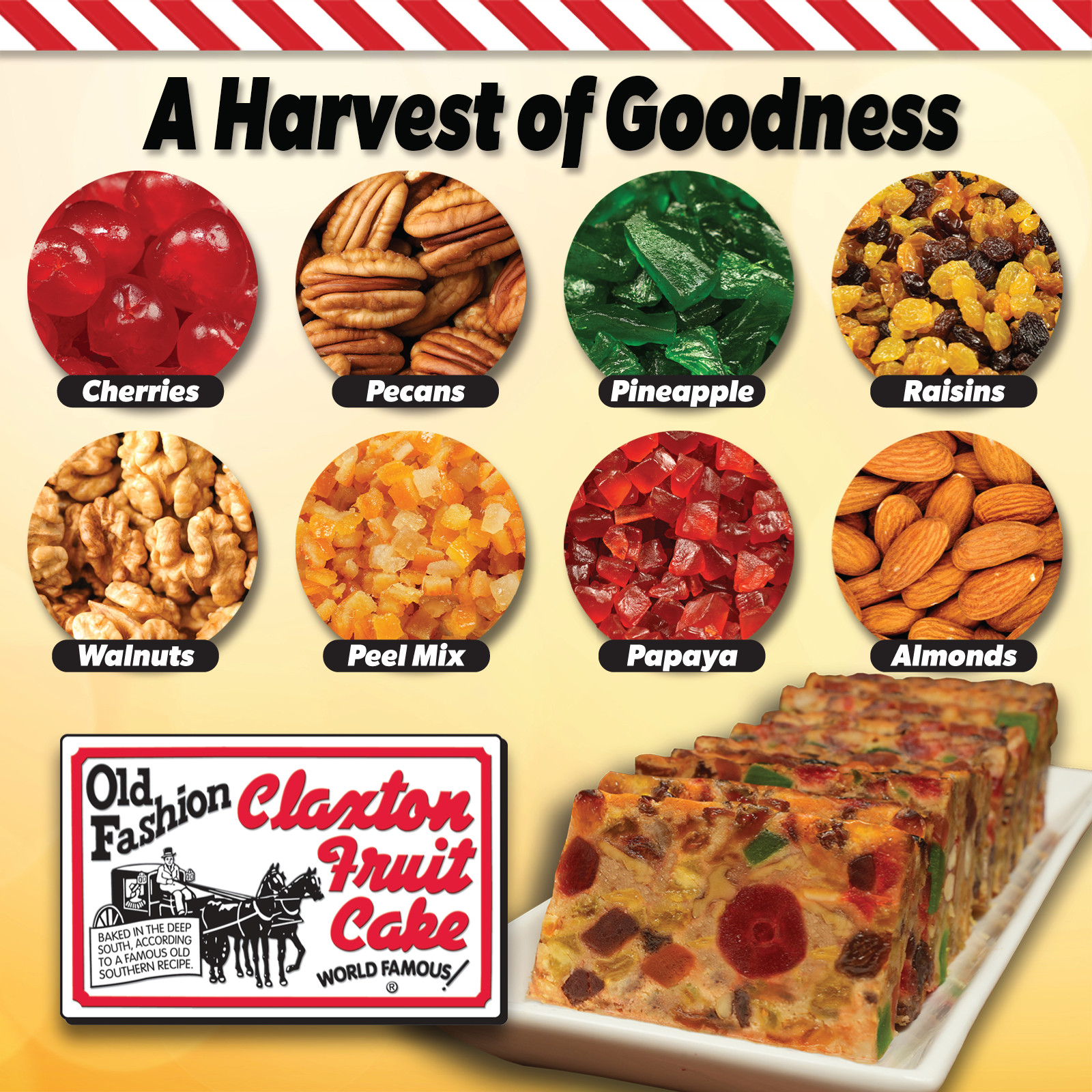 Claxton Fruit Cake 2-1 Lb. DARK – Shipped Direct From Claxton Bakery, Inc.