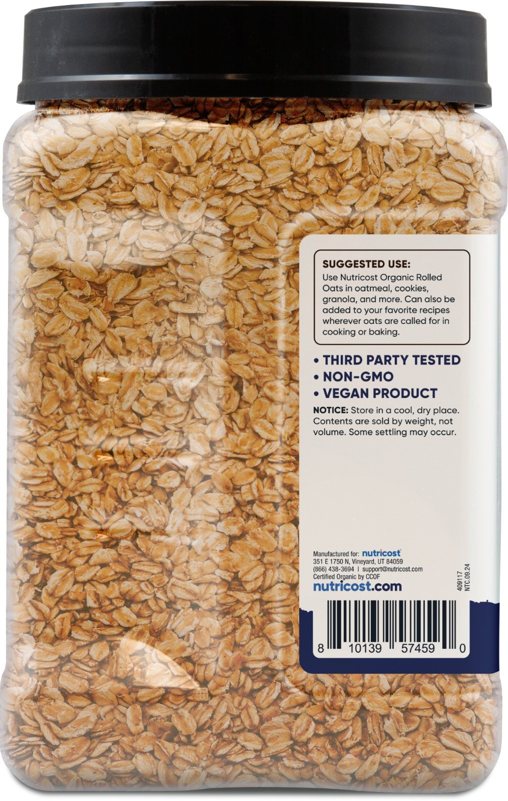 Nutricost Pantry Organic Rolled Oats (2 LB) – 5g Fiber Per Serving, USDA Organic
