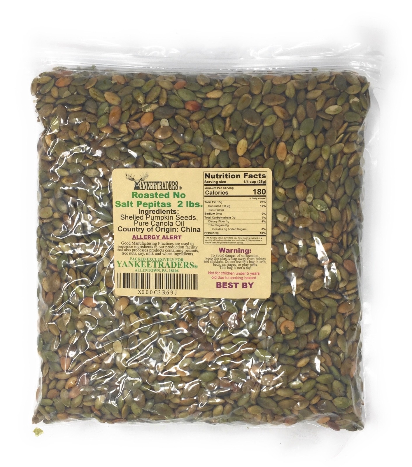 Roasted, No Salt Pumpkin Seeds(Pepitas), 2 lbs. ~ YANKEETRADERS® ~ FREE SHIPPING