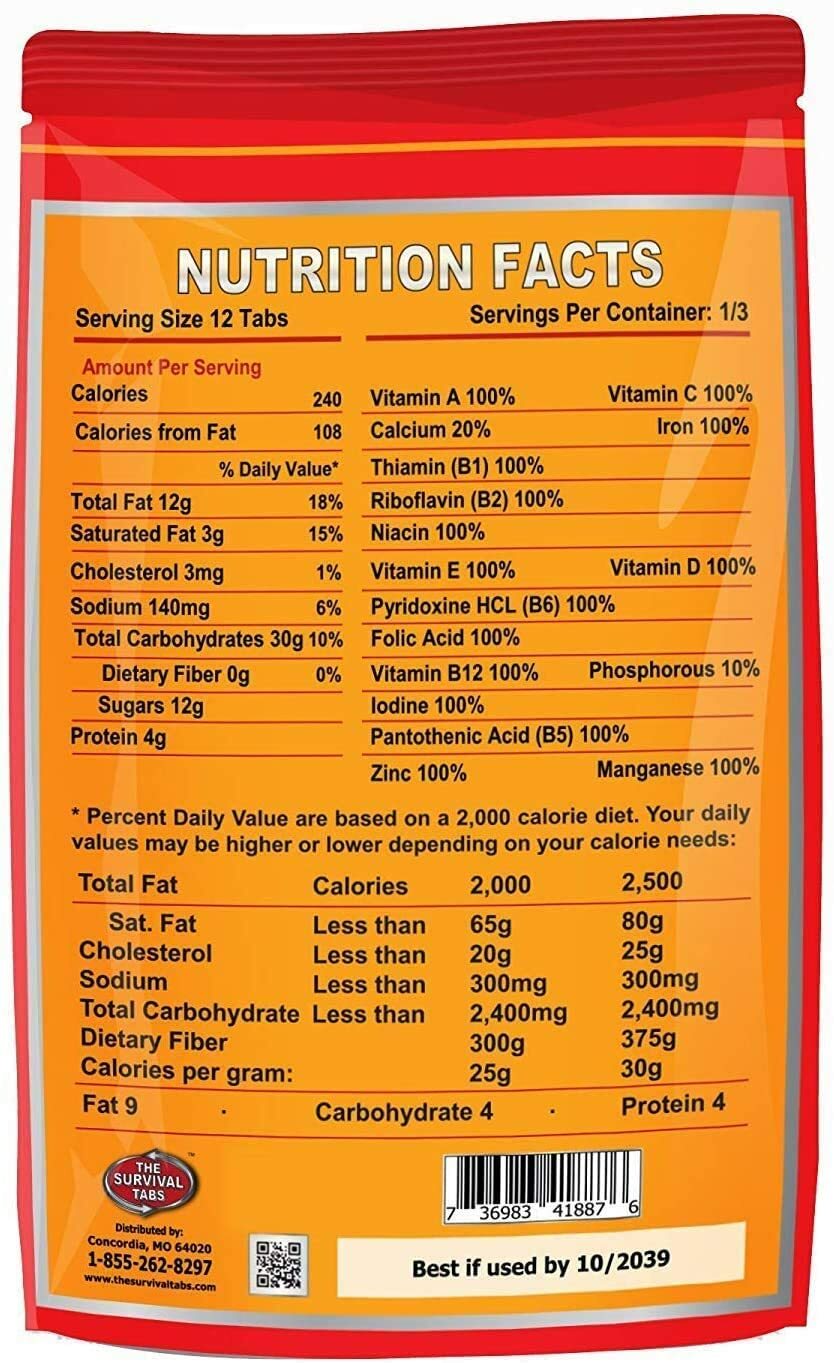 6 days Emergency Food tablet none-GMO gluten-free 25 years shelf life