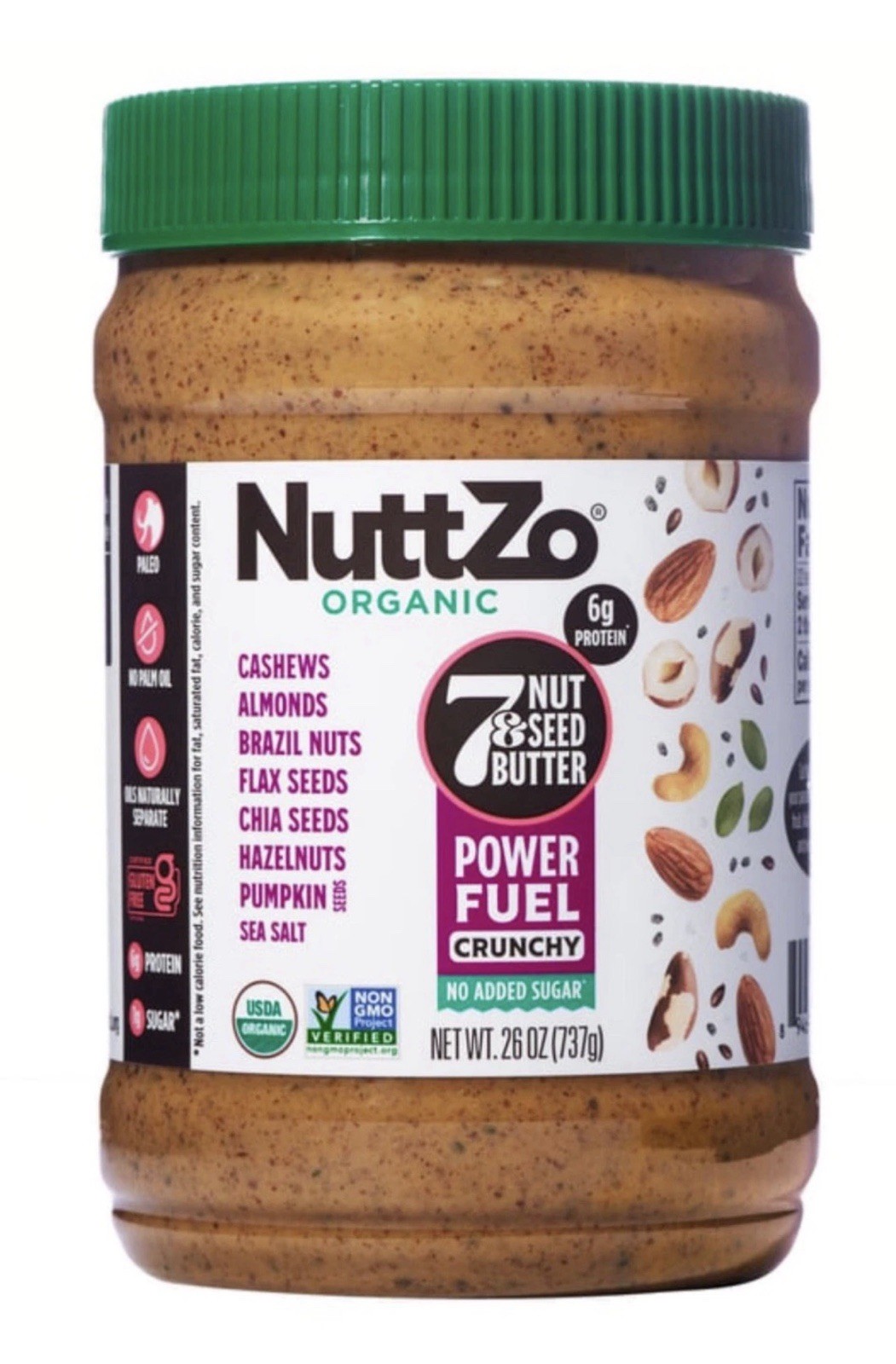 NuttZo Organic Power Fuel Crunchy 7 Nut & Seed Butter Crunchy, 26 oz EXP 04/2027