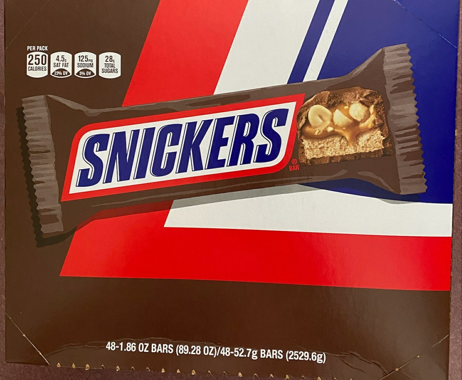 Snickers Chocolate Candy Bars 48 Count Box 1.86 oz Each