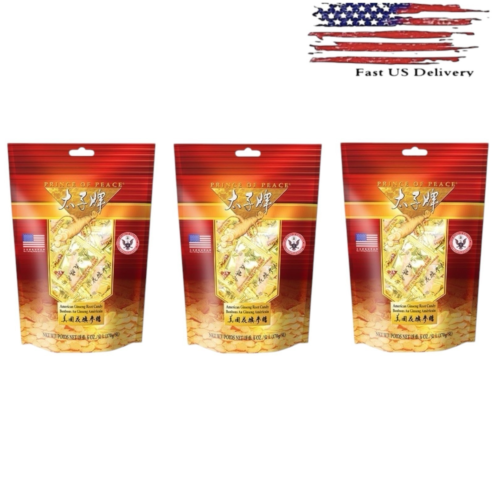 Prince of Peace-3 Pack American Ginseng Root Candy 6oz-Party Candy-Health Candy