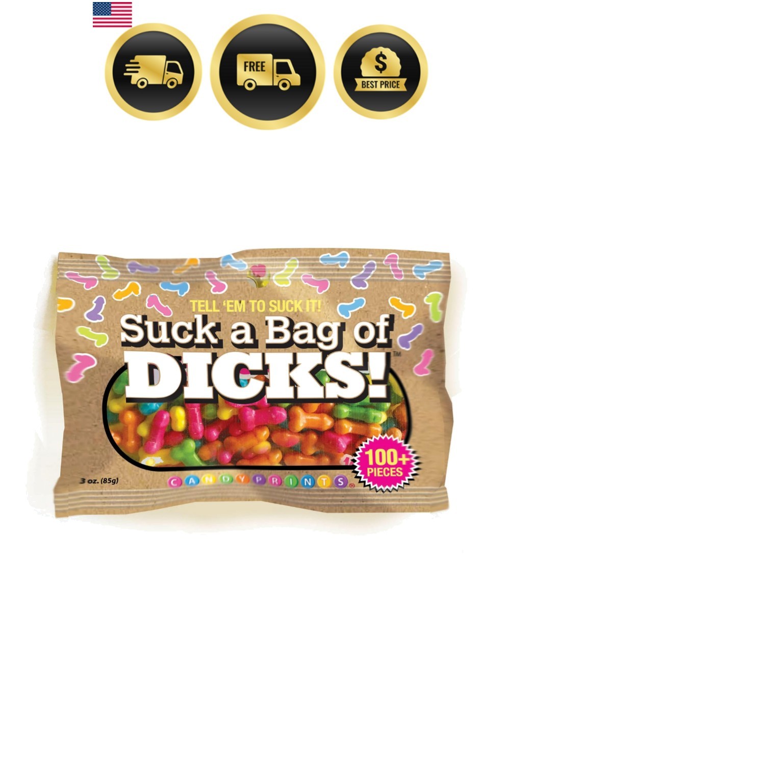 Candy Snacks American Suck a Bag of Dicks 100pc 3oz Party Treats