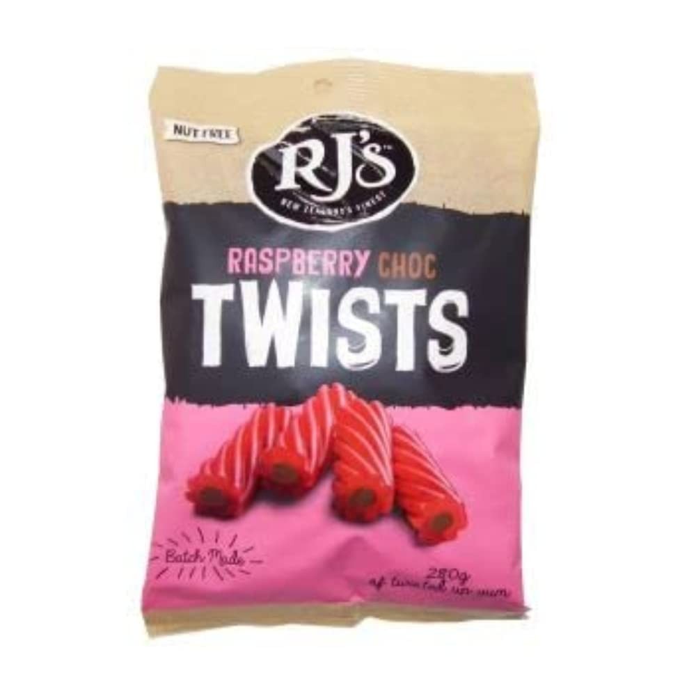 RJ’S Raspberry Choc Twists Licorice, 15.2 cm x 3.8 x 20.9 cm, Black