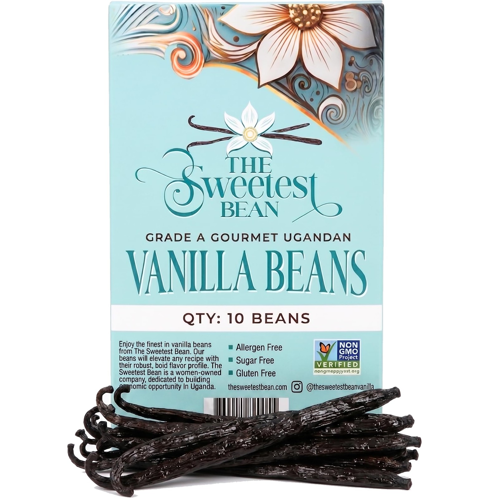 Ugandan Vanilla Beans 10 Pack – Grade a Fresh & Plump 6-9″ Pods for Baking