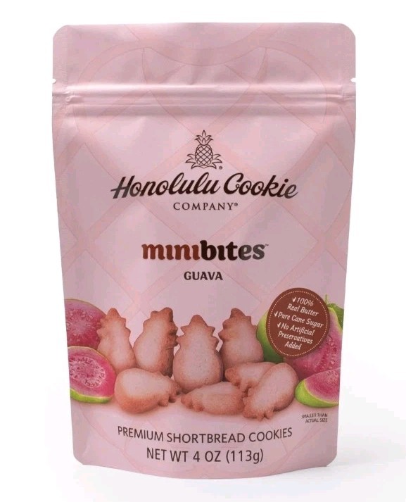 Honolulu Cookie Company Guava Minibites Premium Shortbread Cookies 4oz/113g Bag