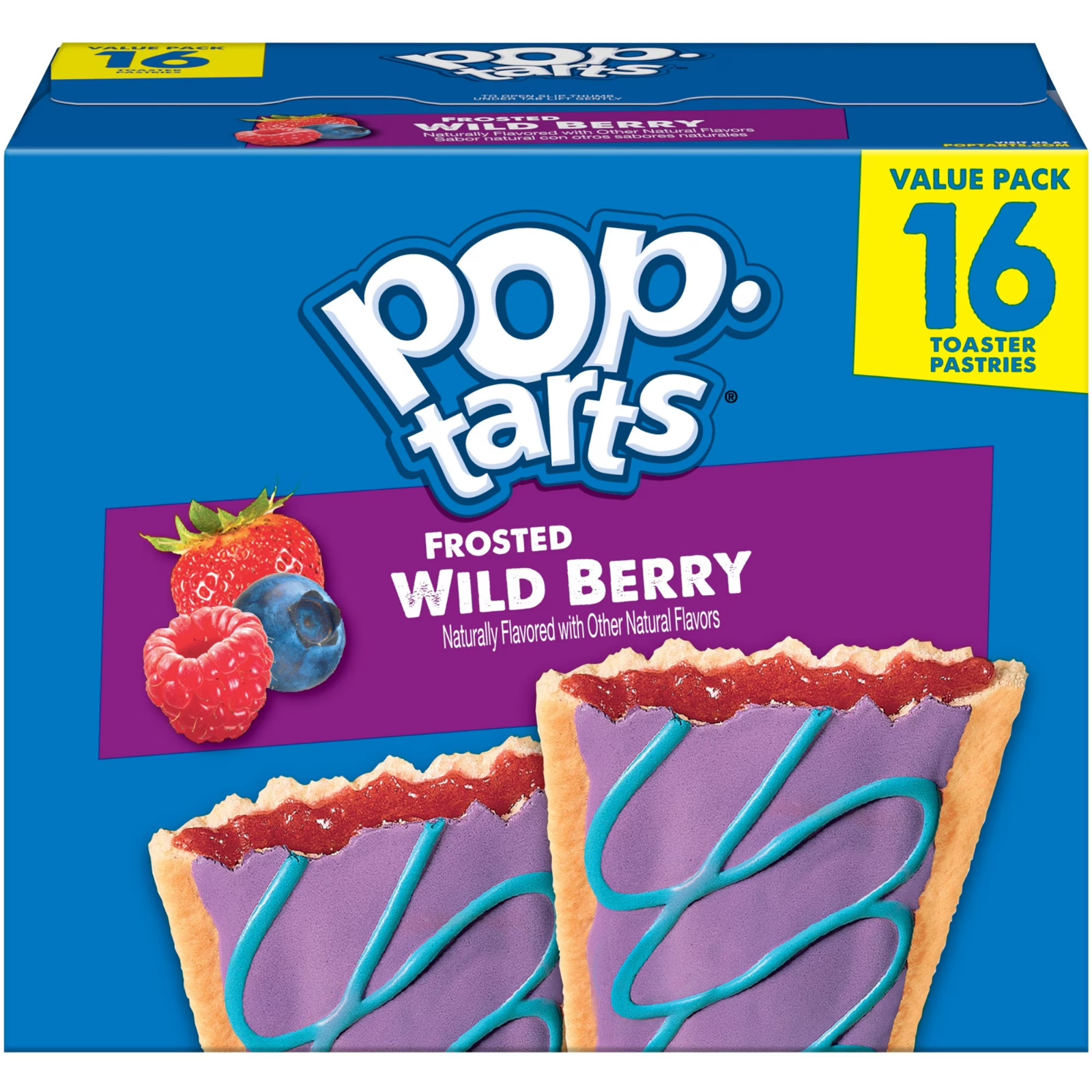 Pop-Tarts Frosted Wild Berry Toaster Pastries, Breakfast Foods, Shelf-Stable, 27