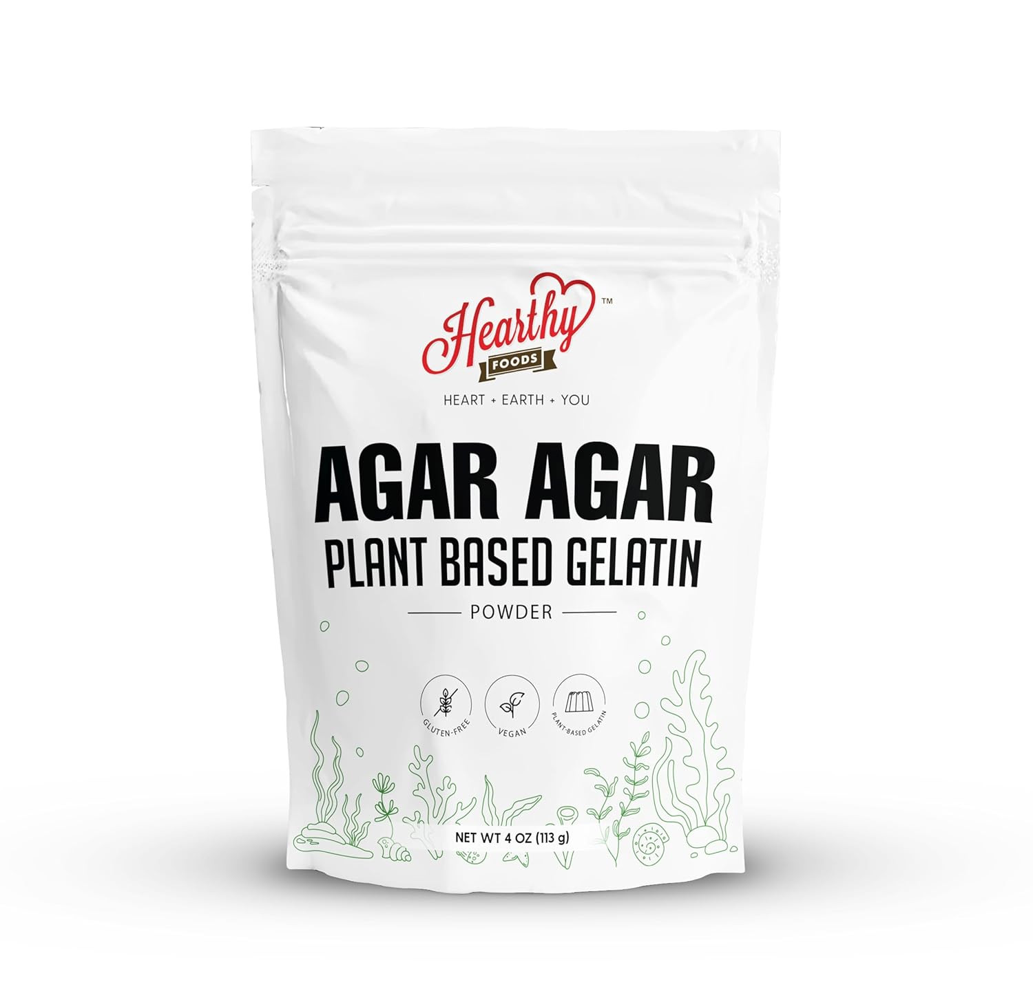 Agar Agar Powder (4Oz) Vegan Gelatin Substitute, Certified Halal, Kosher, Gluten