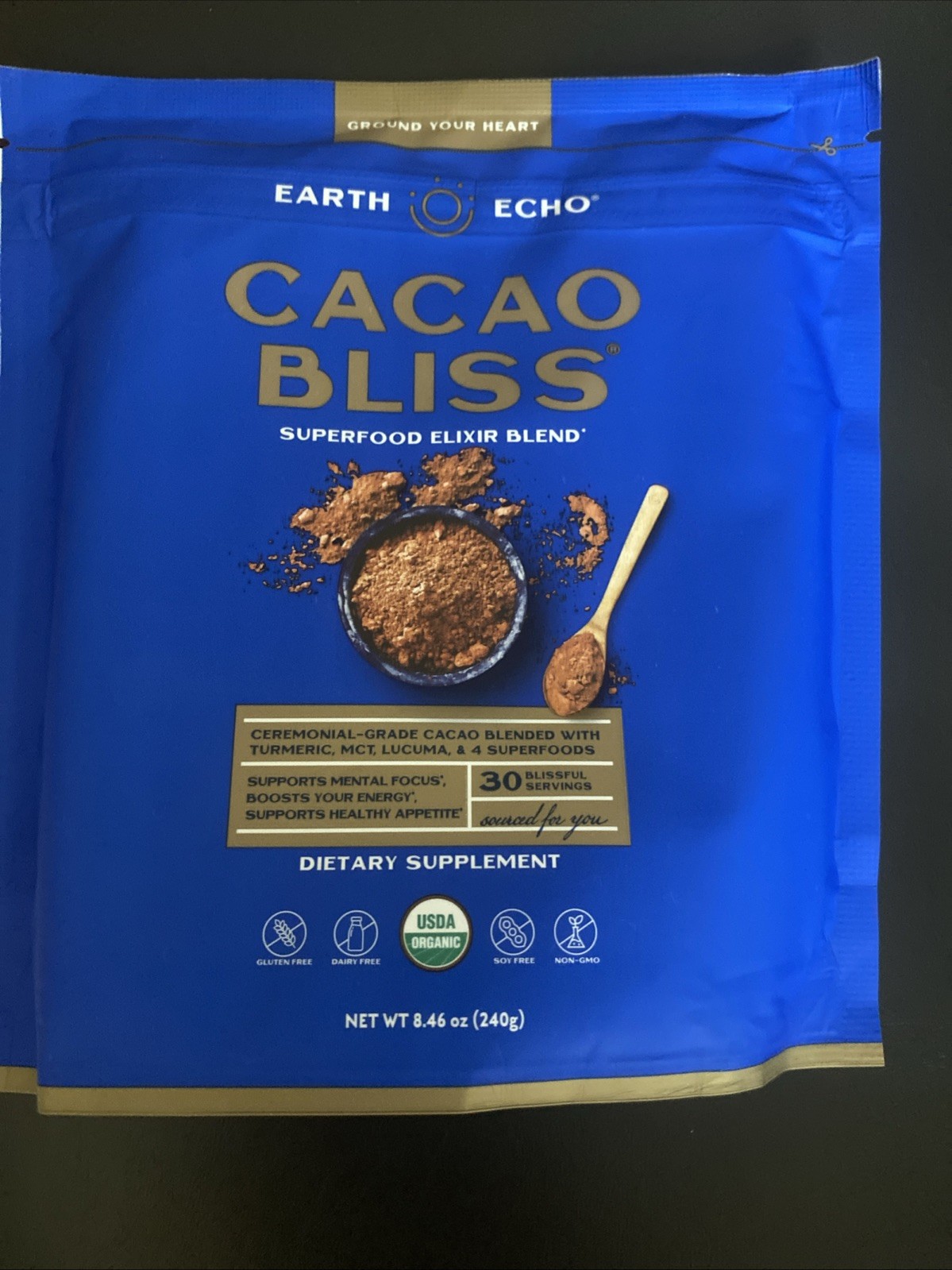 Cacao Bliss – Ceremonial Grade Organic Raw Cacao Powder with MCT Oil & Turmeric