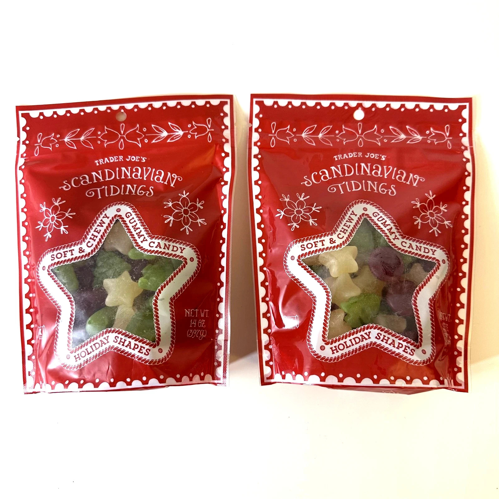 2 Pack Trader Joe’s Scandinavian Tidings Soft Chewy Gummy Candy 14 Oz Gummies
