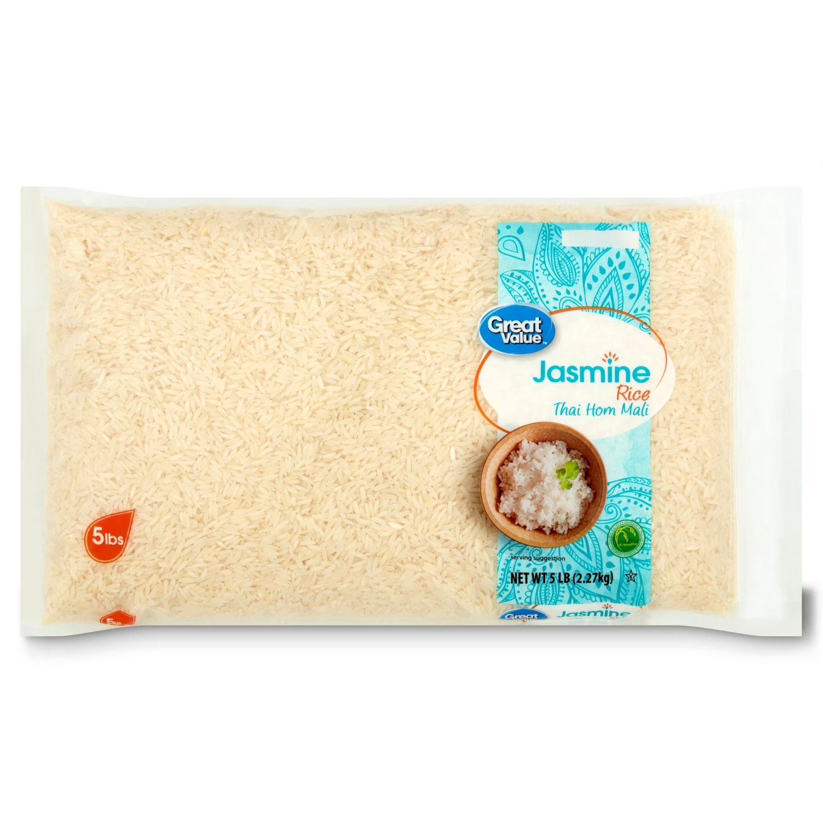 Great Value Jasmine Rice, 5 lb, Premium Fragrant Long Grain White Rice…