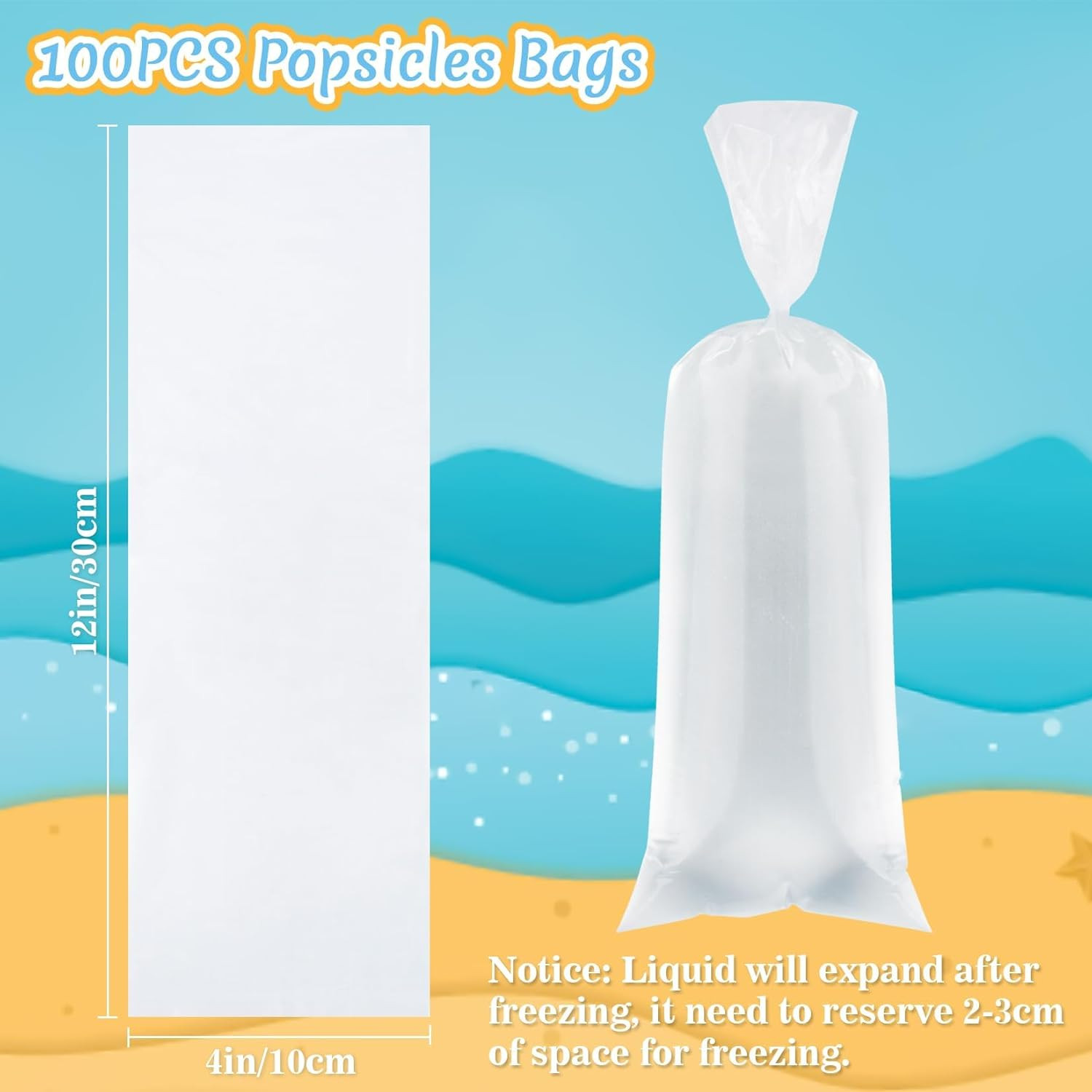100 Ice Candy Plastic Bags – 4X12 Bolsas Para Bolis De Hielo Mexicanos Freeze Ic