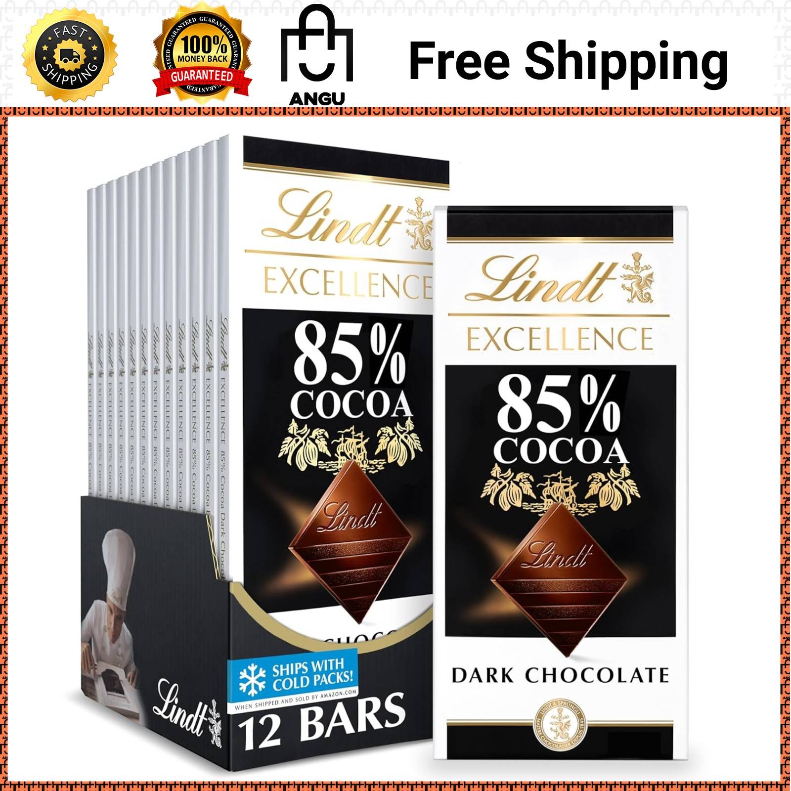 EXCELLENCE 85% Cocoa Dark Chocolate Bar, Dark Chocolate Candy, 3.5 Oz. (12 Pack)