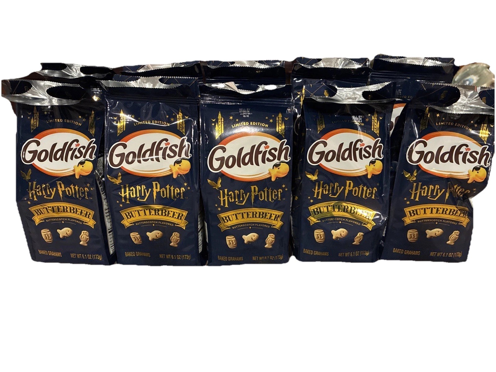 10 Bags LIMITED EDITION HARRY POTTER BUTTERBEER GOLDFISH GRAHAMS COOKIES 7/5/26