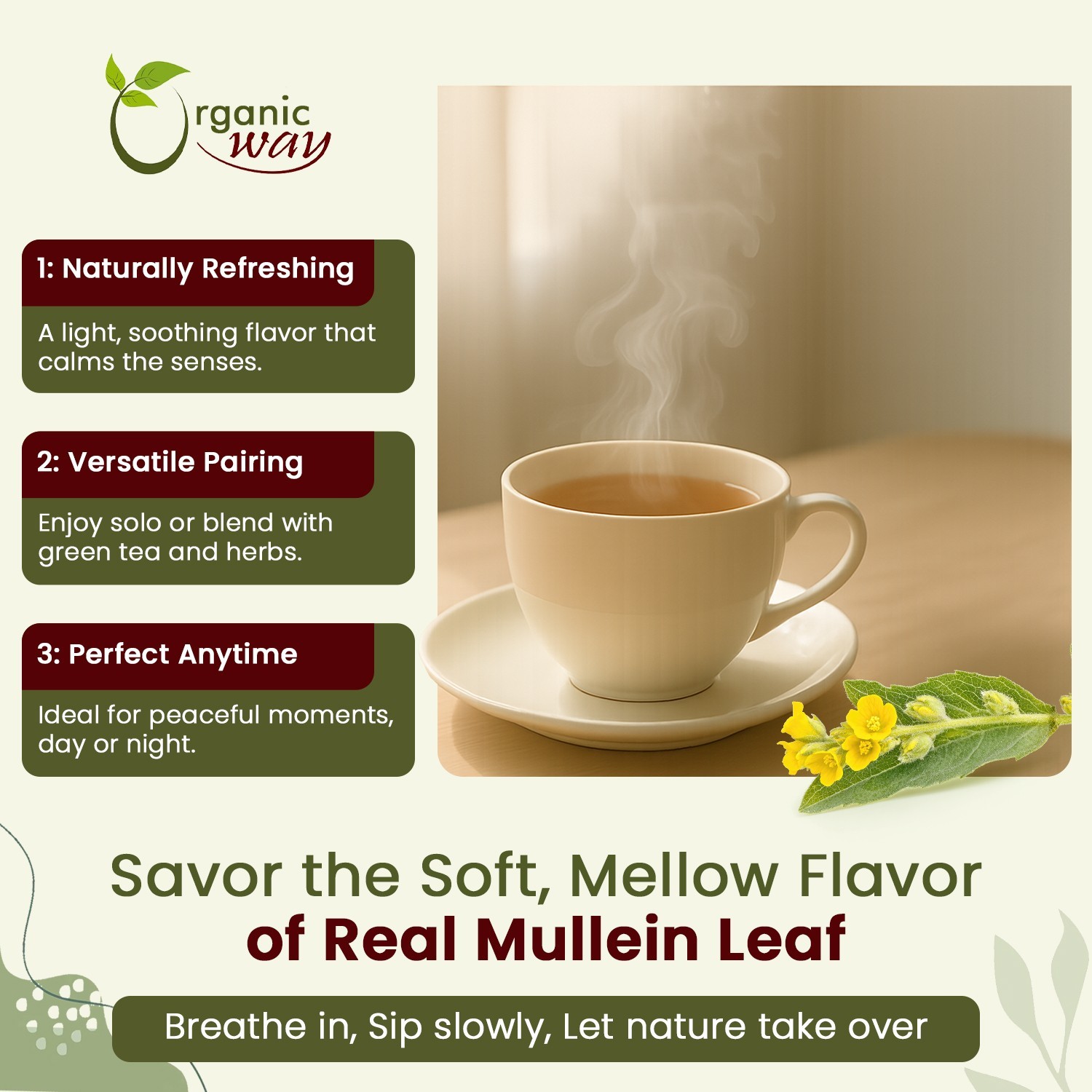 Organic Way Mullein Leaf Cut & Sifted – Organic, Kosher & USDA Certified