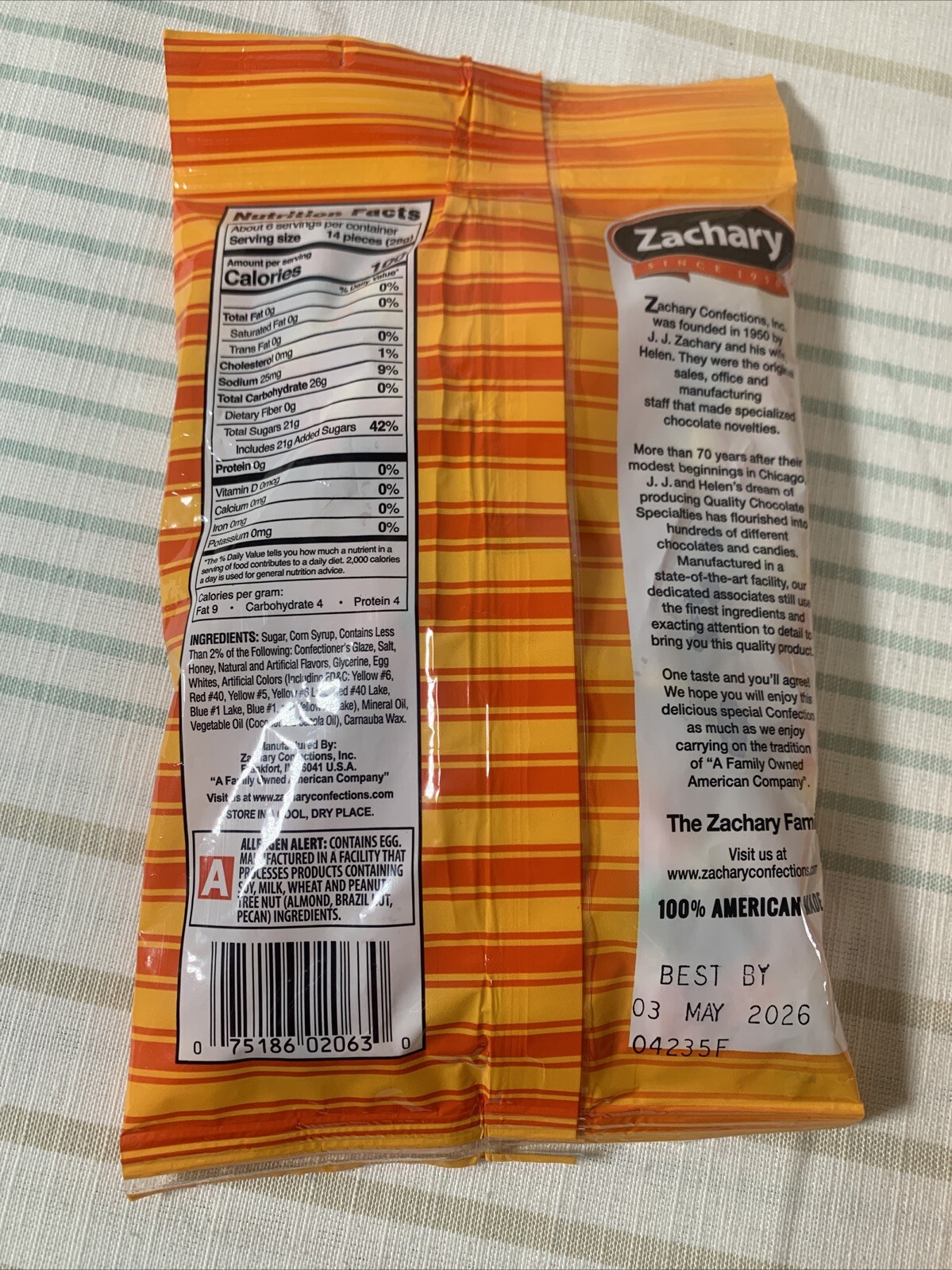 Zachary Autumn Mix 6 oz Mello Creme w/ Real Honey Soft & Chewy Candy BB 5/2026