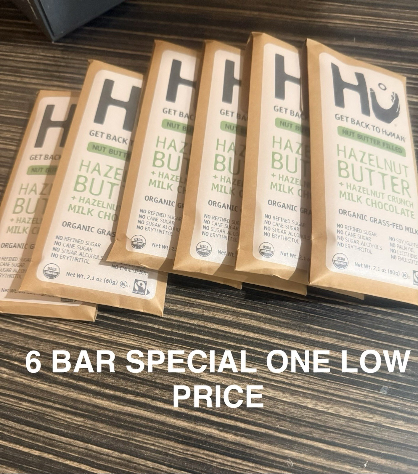 Hu Hazelnut Butter Crunch Milk Chocolate Bars Organic Fairtrade 6-Pack