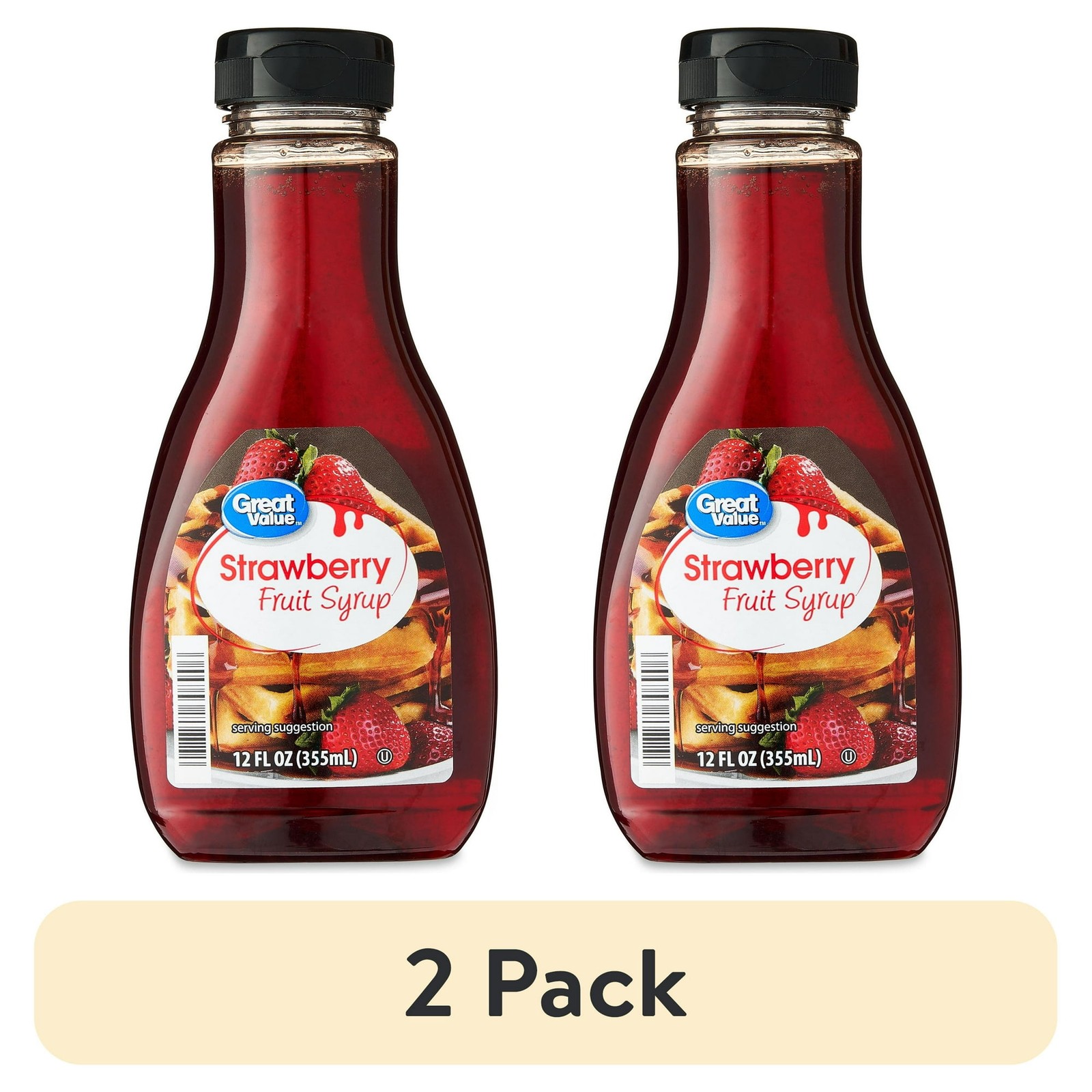 (2 pack) Great Value Strawberry Fruit Syrup, 12 fl oz