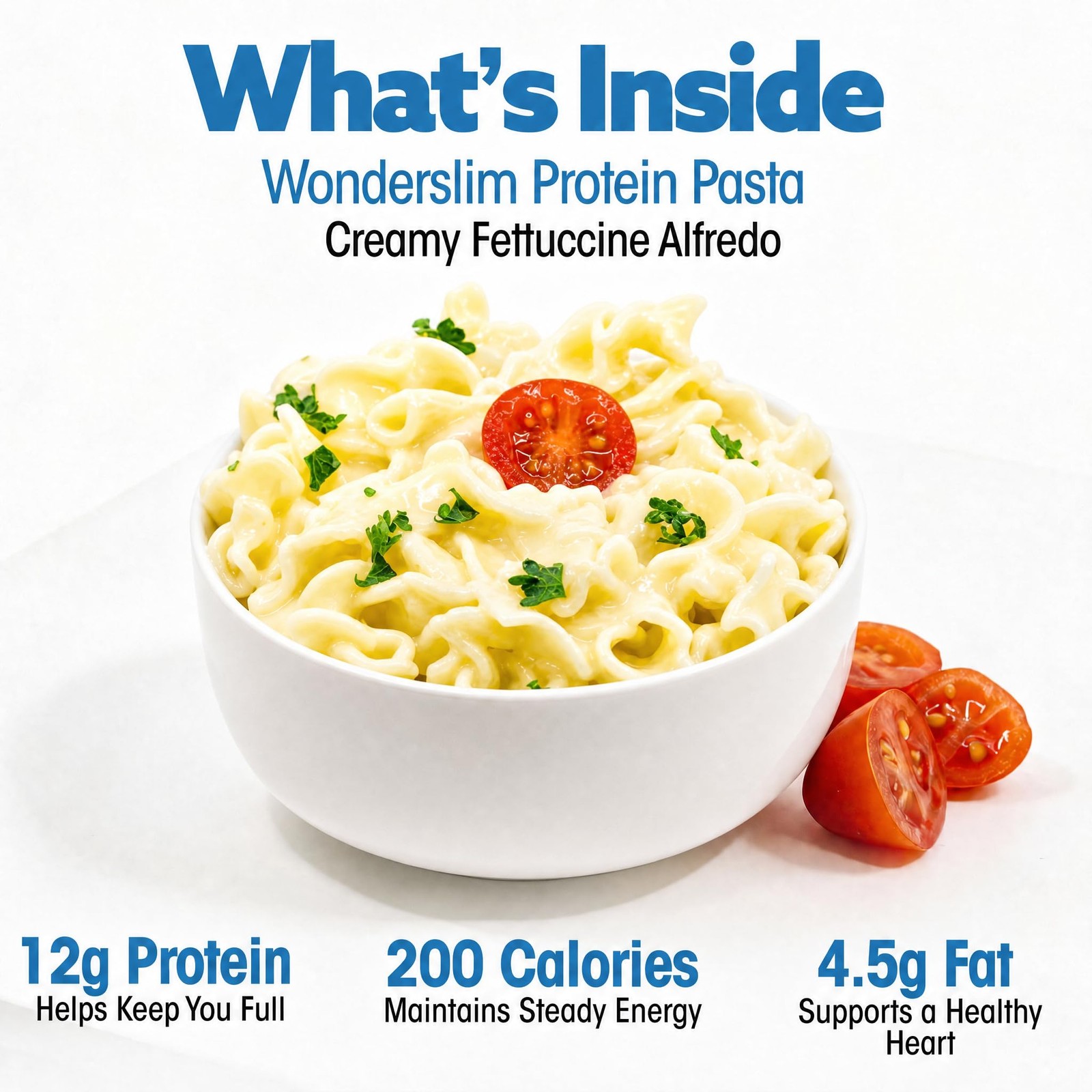 WonderSlim Protein Pasta, Creamy 5 Count (Pack of 1), Fettuccini Alfredo