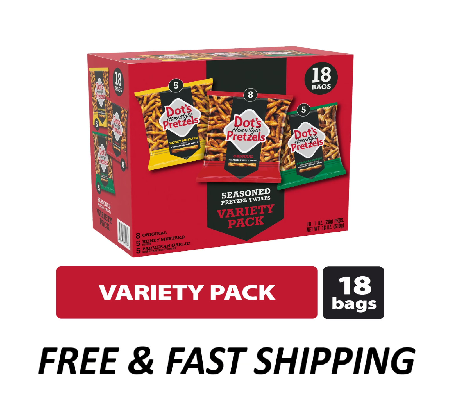 Dot’s Pretzels Snack Variety Pack, 18 Count