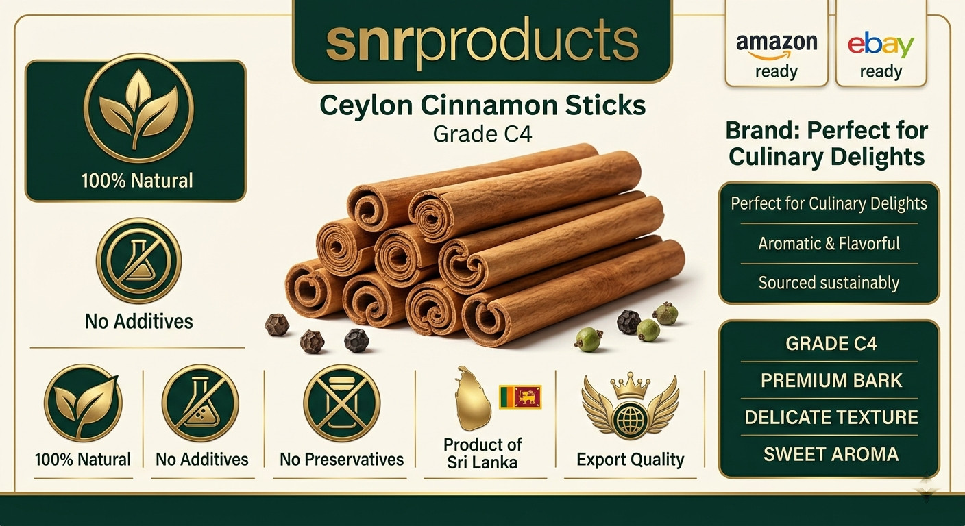 100% Ceylon Cinnamon Sticks Grade C4 5″ Cut Imported From Sri Lanka