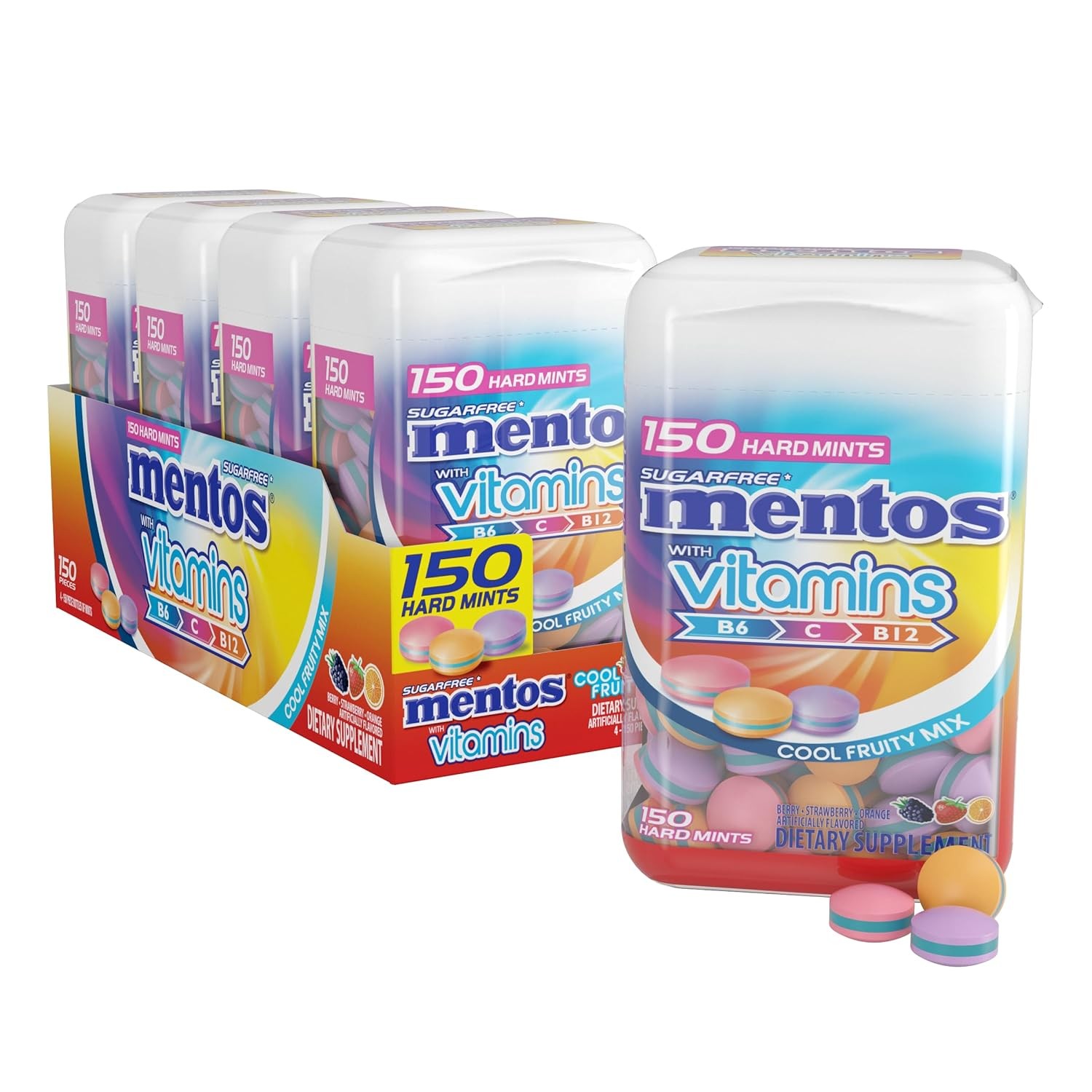 Mentos Clean Breath Hard Mints, Intense Wintergreen, 150 Pieces, 4 Count Pack