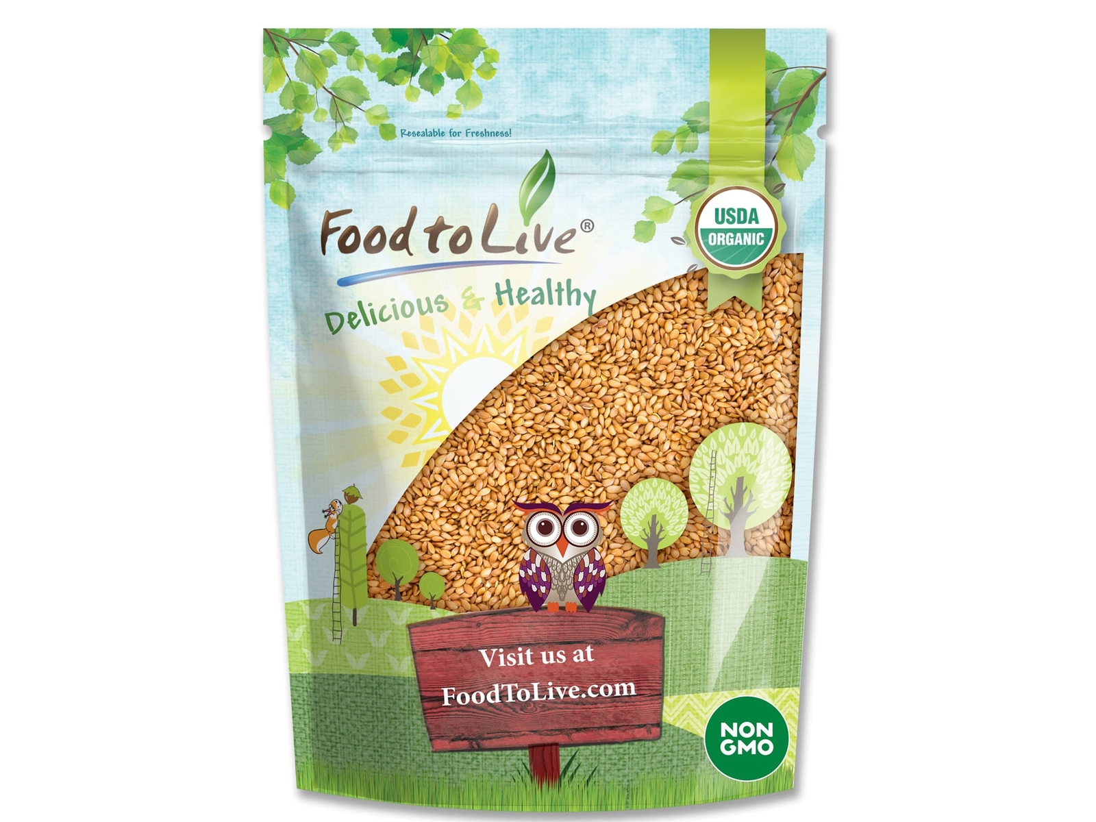 Organic Whole Golden Flax Seeds – Non-GMO, Kosher, Raw, Vegan – by Food To Live