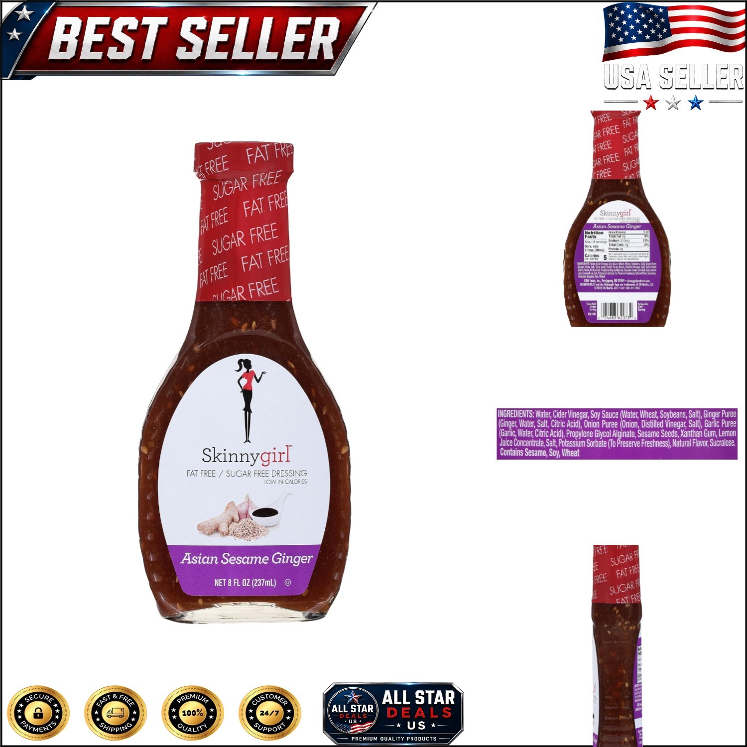 Flavorful Sugar-Free Asian Sesame Ginger Dressing – Perfect for Salads, 8 Oz