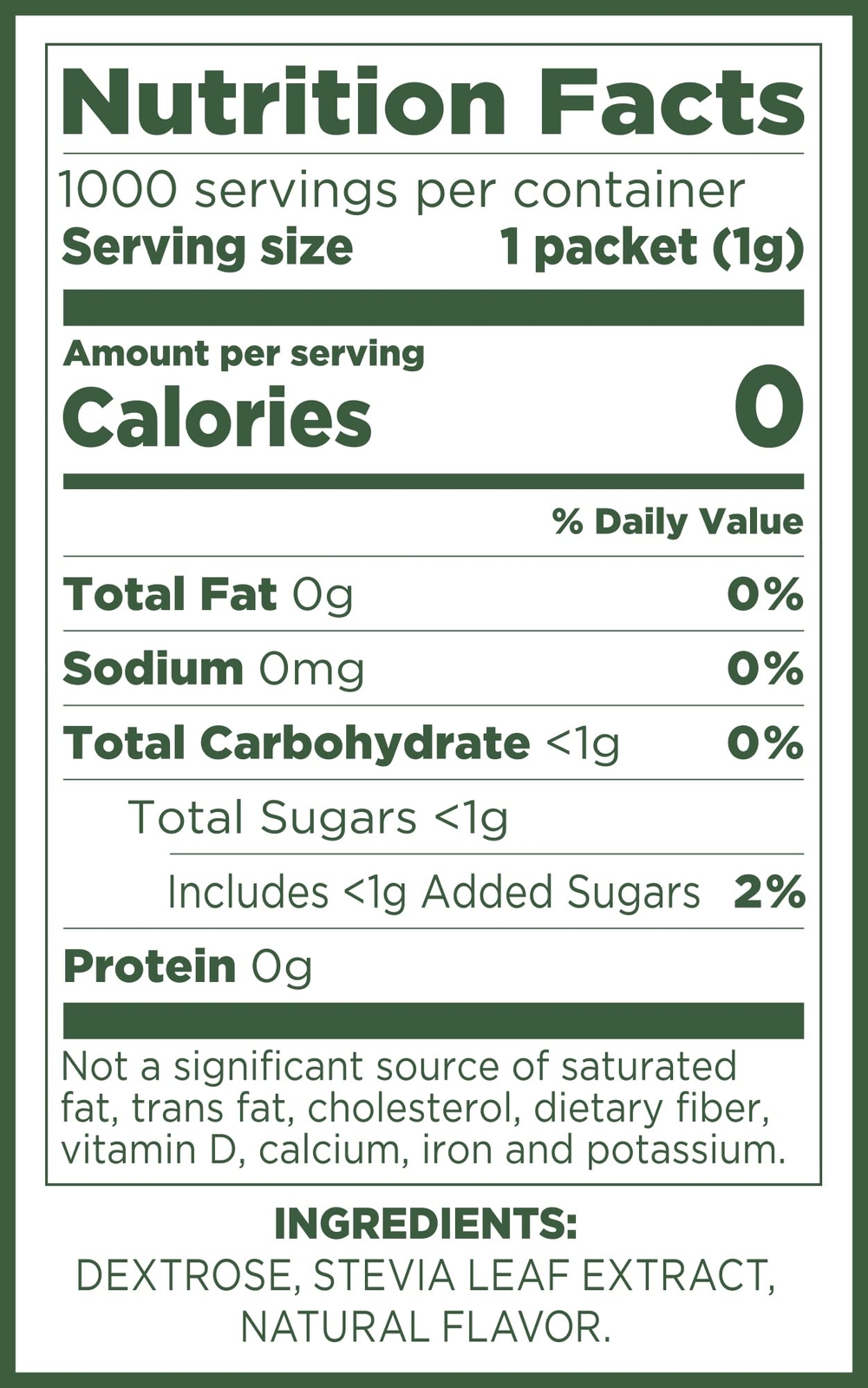1000 Count Pure Via Stevia Sweetener Packets Zero Calorie Sugar Substitute