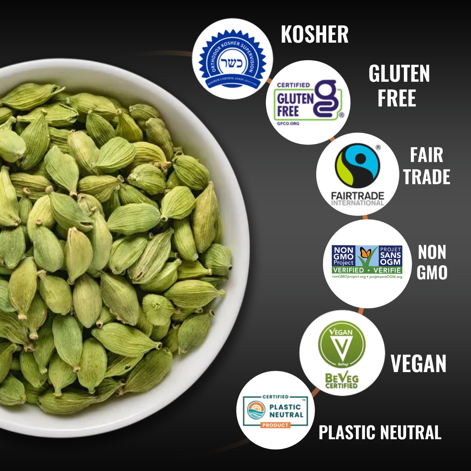 5Senses Green Cardamom Pods | Cardamomo | Single Origin Non-GMO, Fairtrade