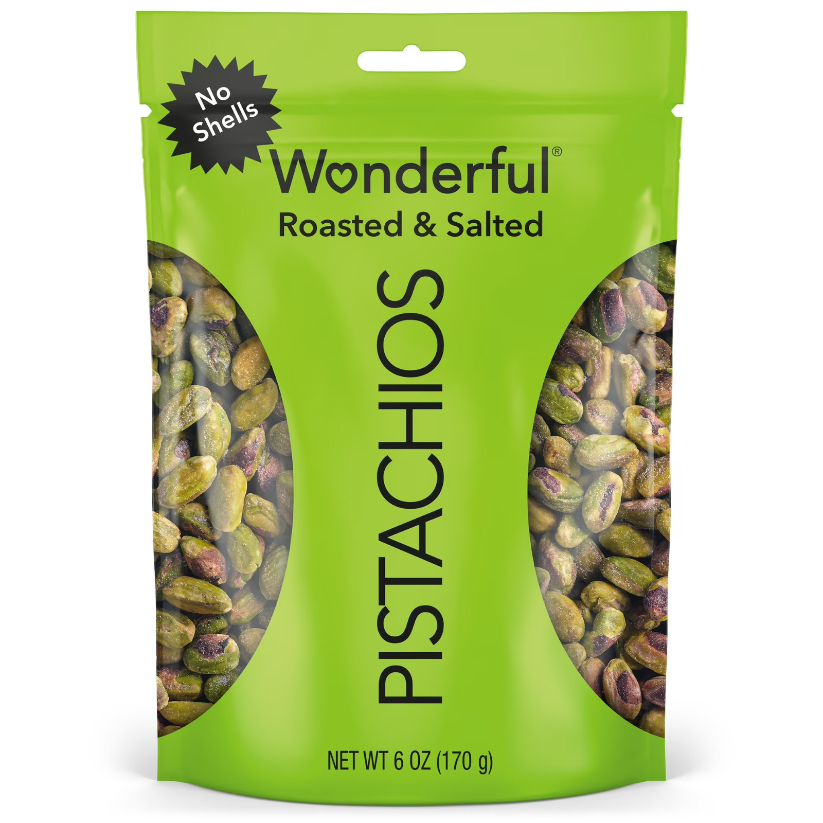 Wonderful Pistachios No Shells Roasted & Salted Nuts, 10/6 Ounce Pouch