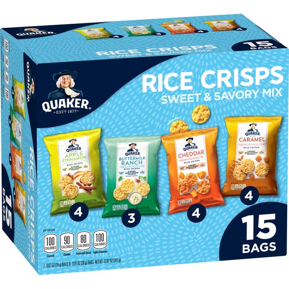 Quaker Rice crisps sweet & savory Variety 12 oz 15 count