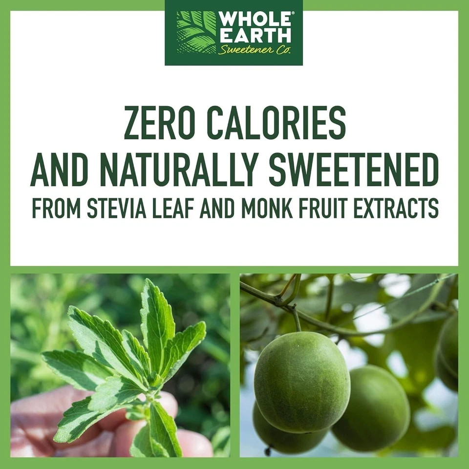400 Packets WHOLE EARTH Stevia Leaf and Monk Fruit Natural Sweetener No Calories