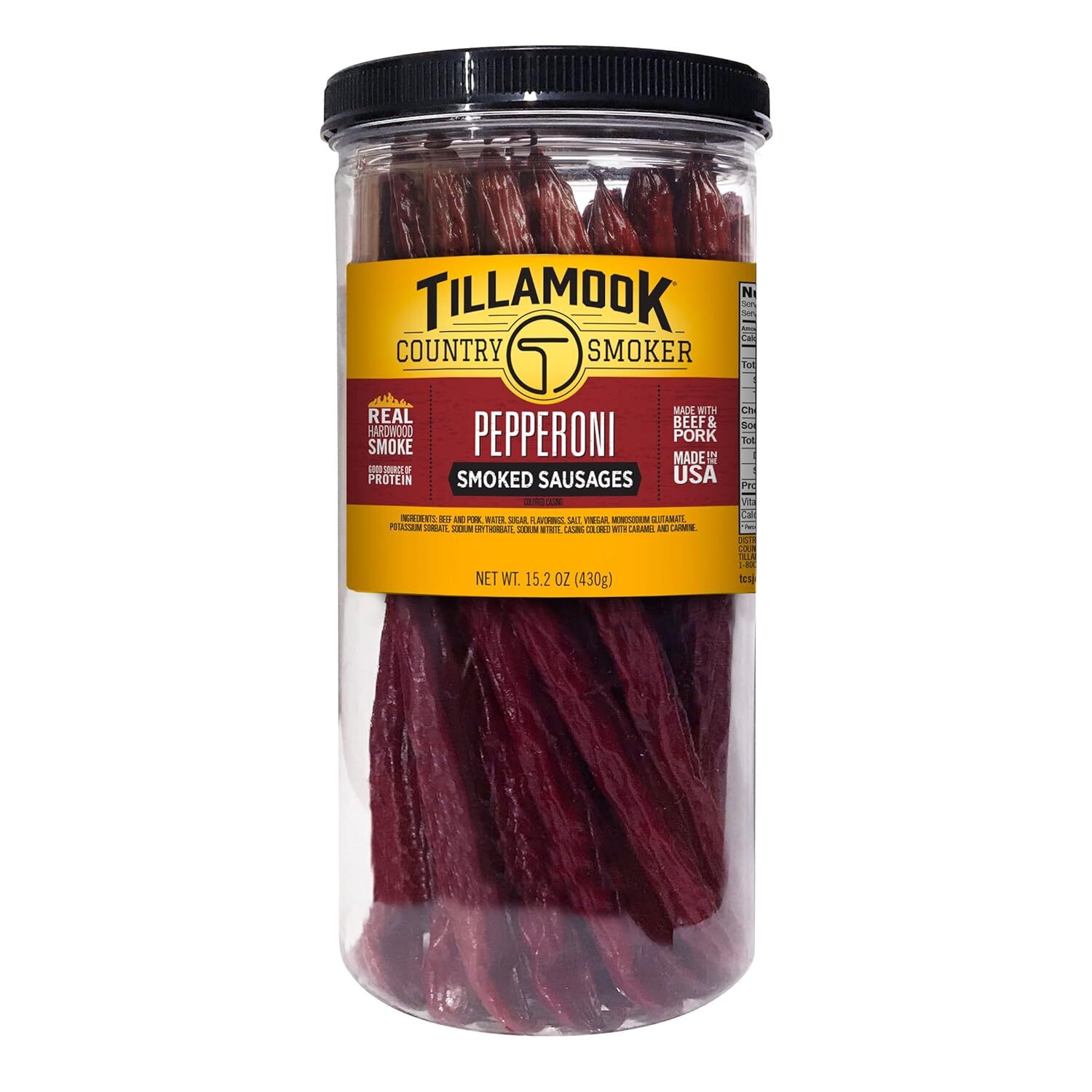 Tillamook Country Smoker All Natural, Real Hardwood Smoked Pepperoni 1lb Jar 20