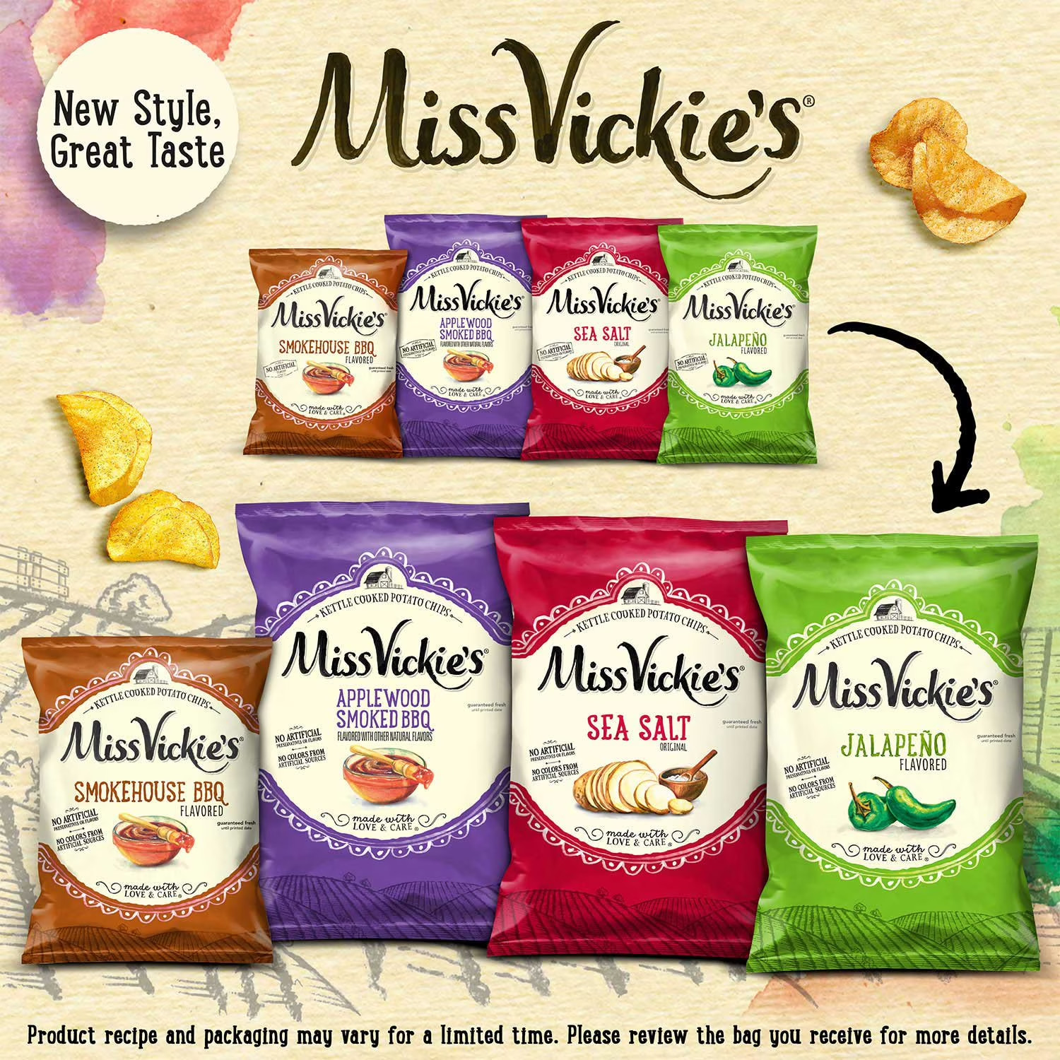Miss Vickie’s Kettle Cooked Potato Chips Variety Pack, 30 pk.