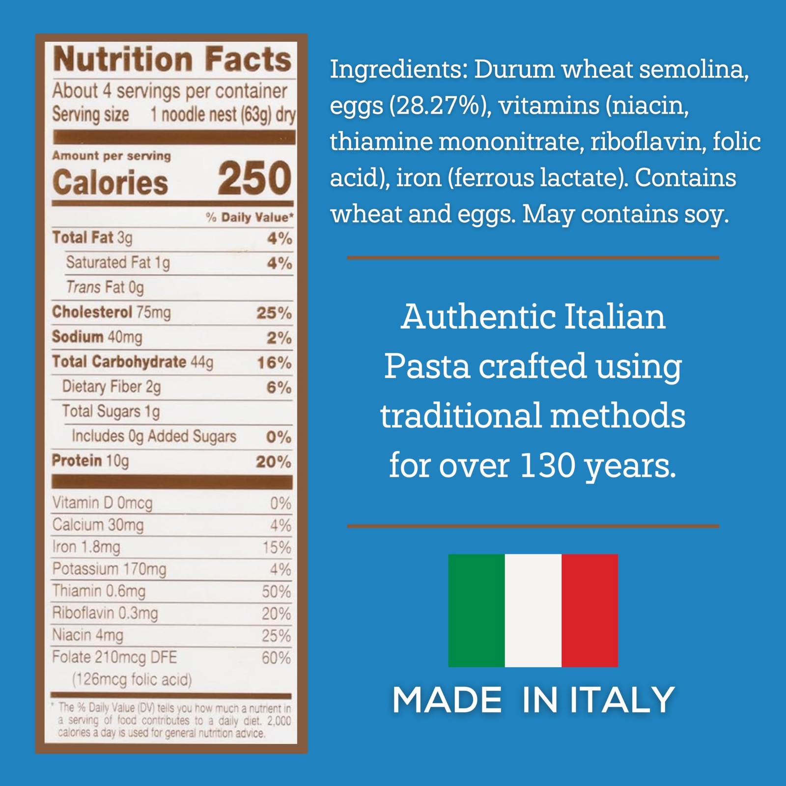 De Cecco Egg Pappardelle No. 101 Pasta, 8.8 Oz, Ounce (Pack of 1)
