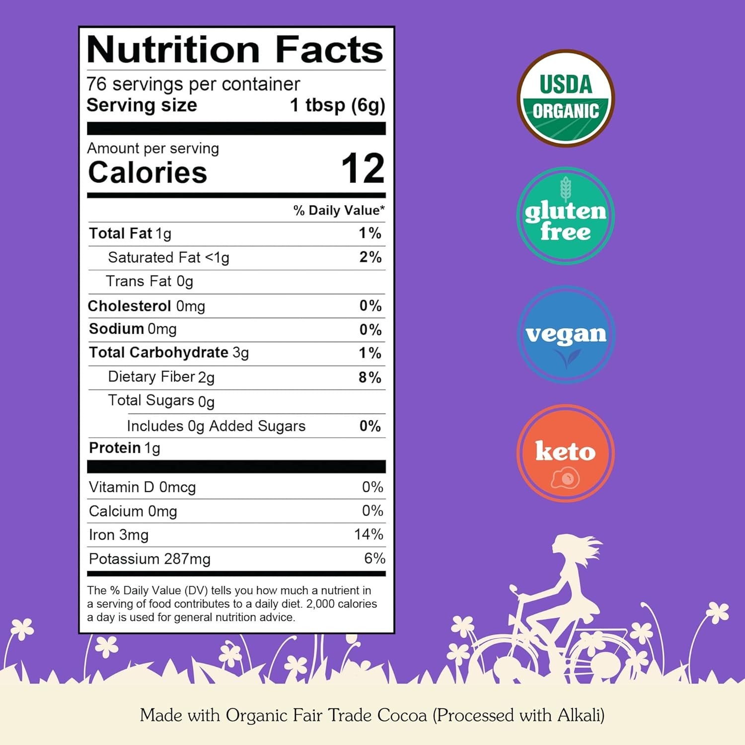 Unsweetened Organic Fairtrade Cocoa Powder – Dutch-Process, 1 lb