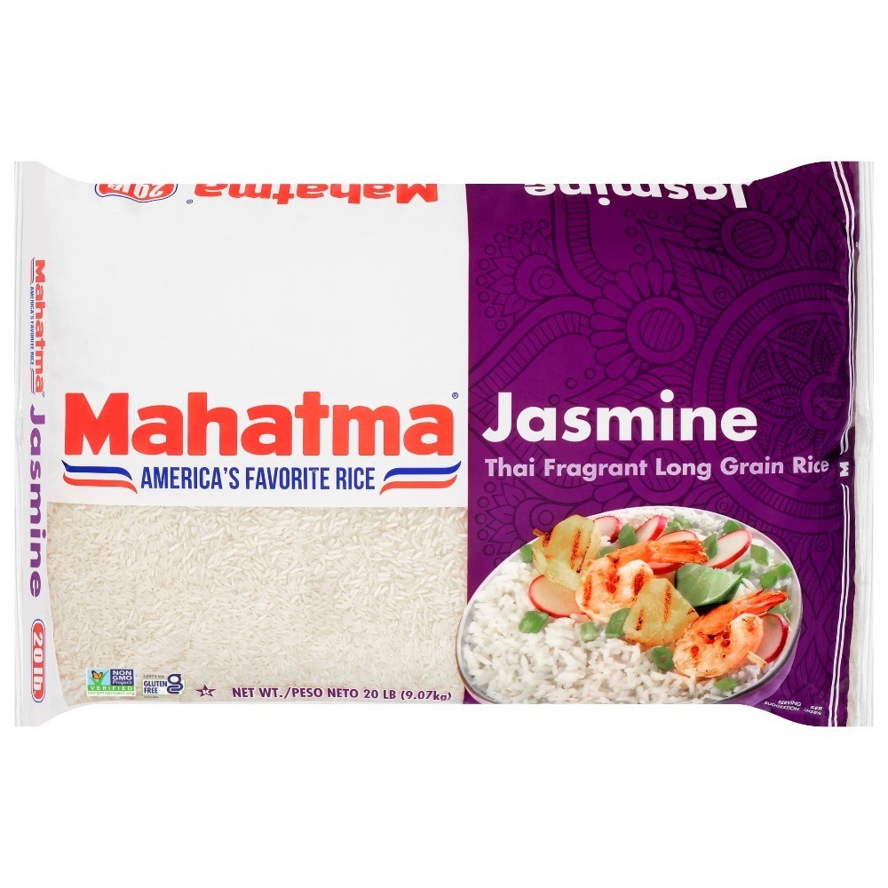 Jasmine White Rice, Thai Fragrant Long Grain Rice, 20 lb Bag