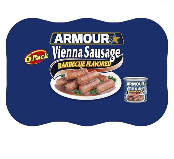Vienna Sausage, Barbecue Flavored, Canned Sausage, 4.6 oz (Pack of 6)